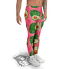 Plam Leaf And Avocado Pink Print Pattern Men's Leggings-grizzshop
