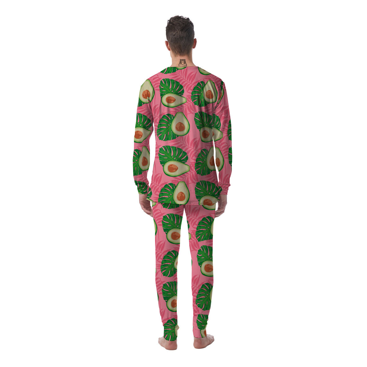 Plam Leaf And Avocado Pink Print Pattern Men's Pajamas-grizzshop