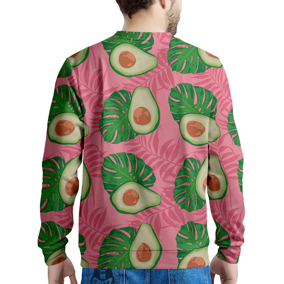 Plam Leaf And Avocado Pink Print Pattern Men's Sweatshirt-grizzshop