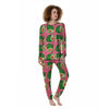 Plam Leaf And Avocado Pink Print Pattern Women's Pajamas-grizzshop