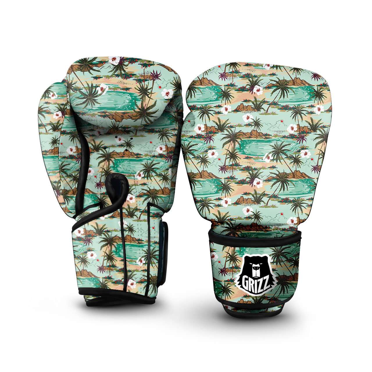 Plam Tree Beach Summer Print Pattern Boxing Gloves-grizzshop