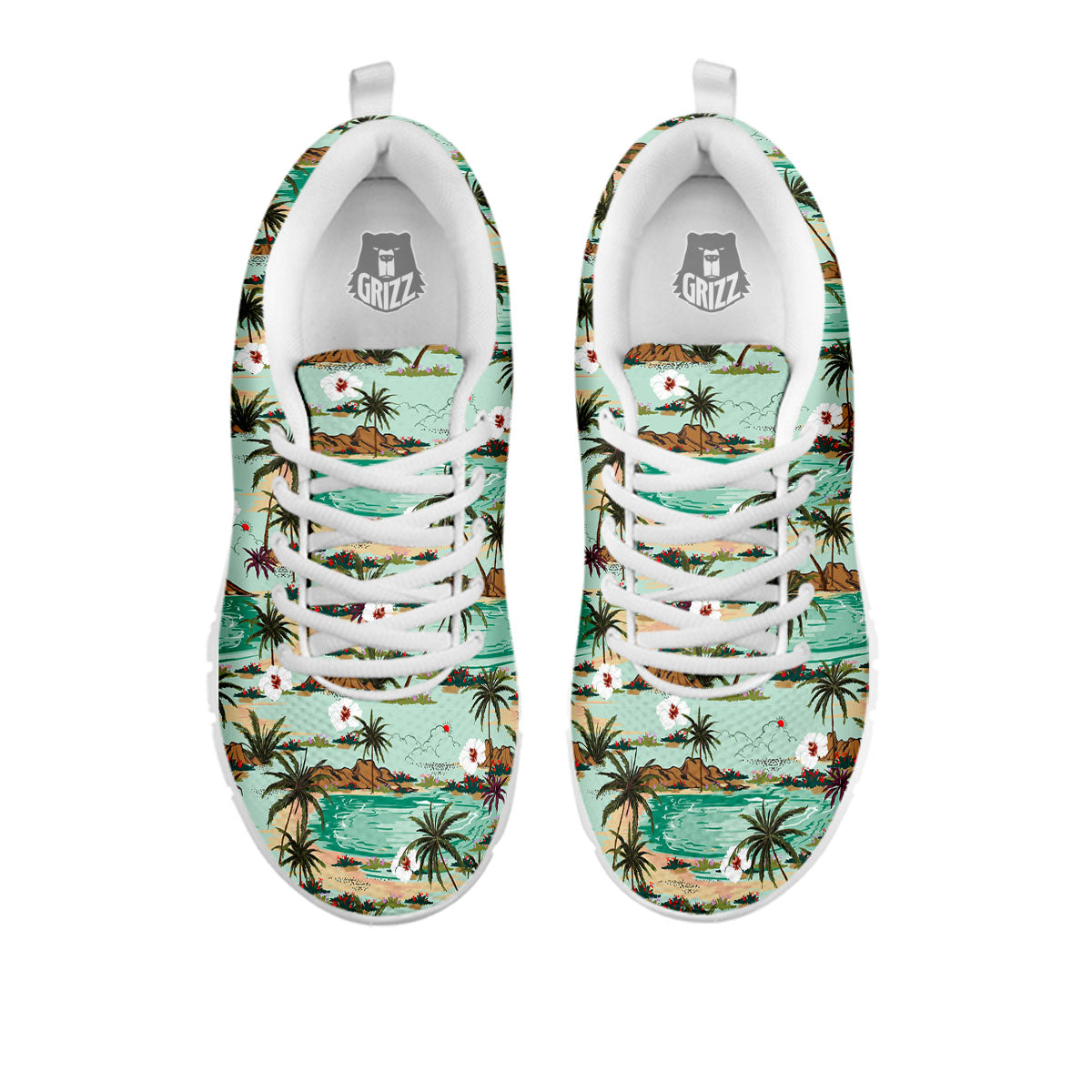 Plam Tree Beach Summer Print Pattern White Sneaker-grizzshop
