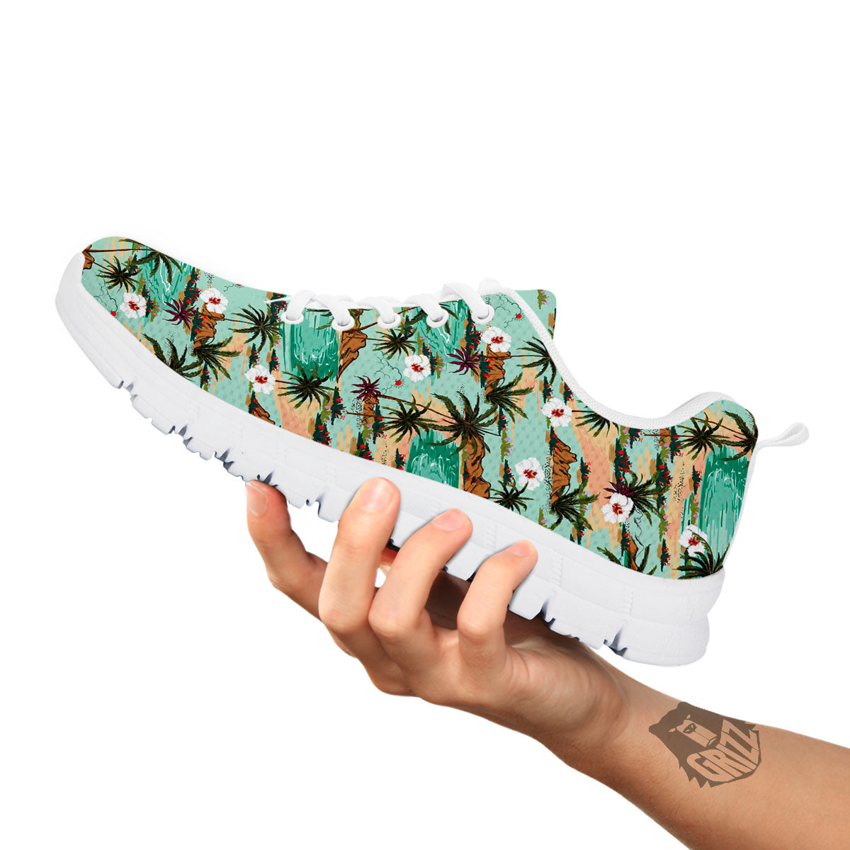 Plam Tree Beach Summer Print Pattern White Sneaker-grizzshop