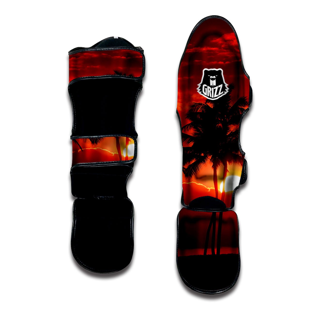 Plam Tree Sunset Tropical Print Muay Thai Shin Guards-grizzshop