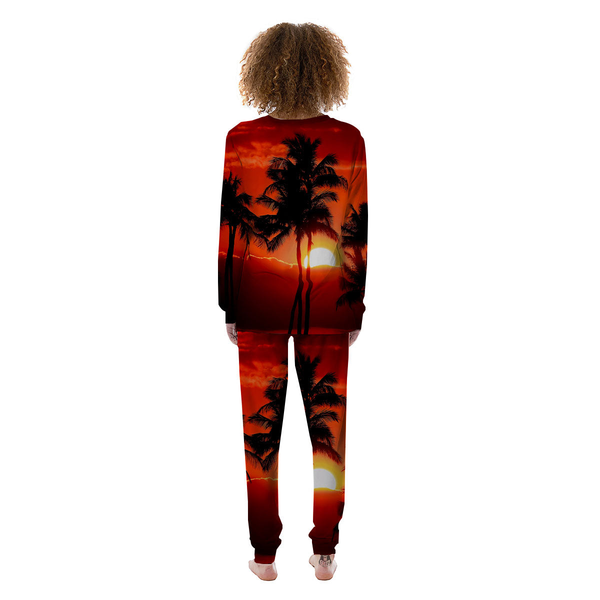 Plam Tree Sunset Tropical Print Women's Pajamas-grizzshop