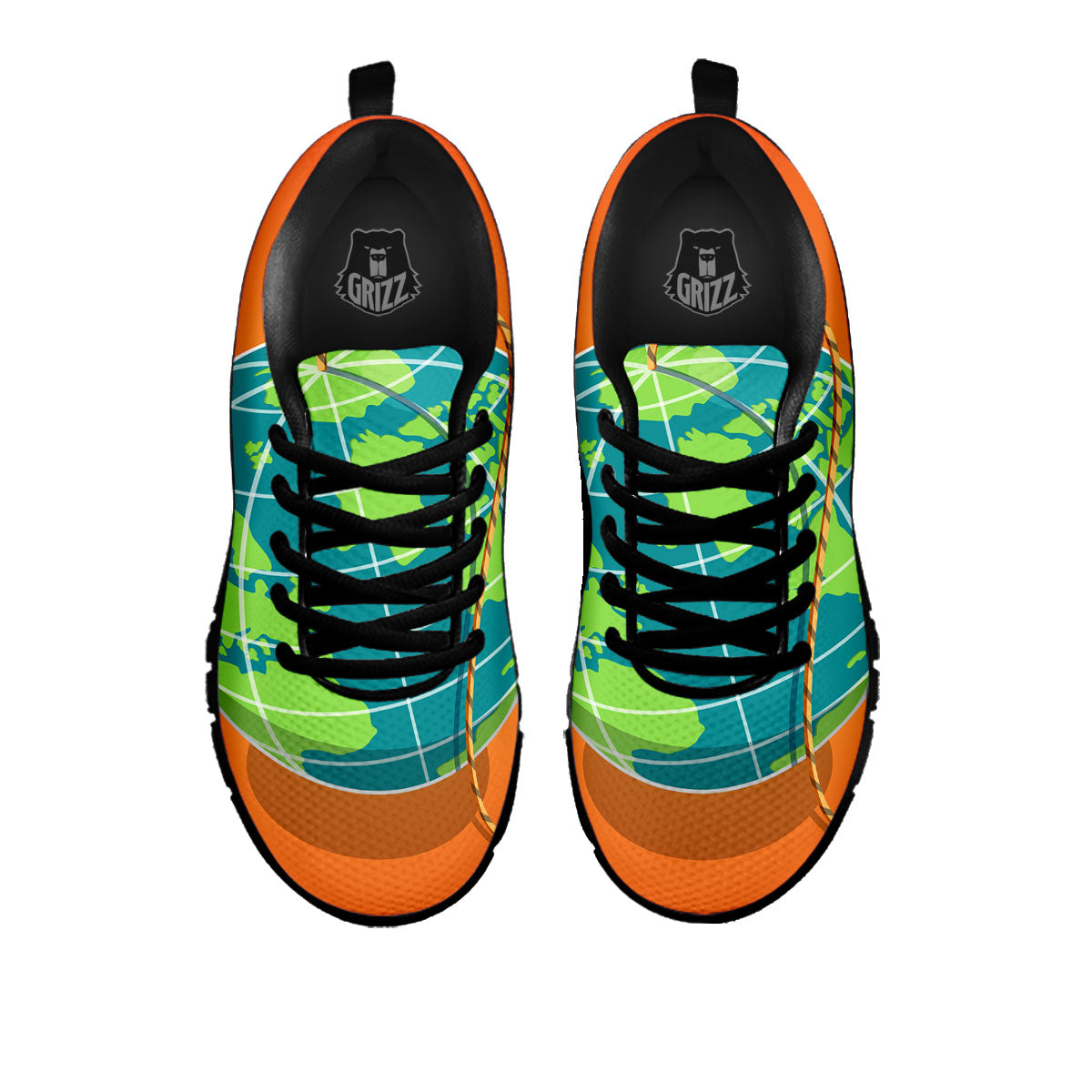 Planet Earth With Burning Fuse Orange Print Black Sneaker-grizzshop