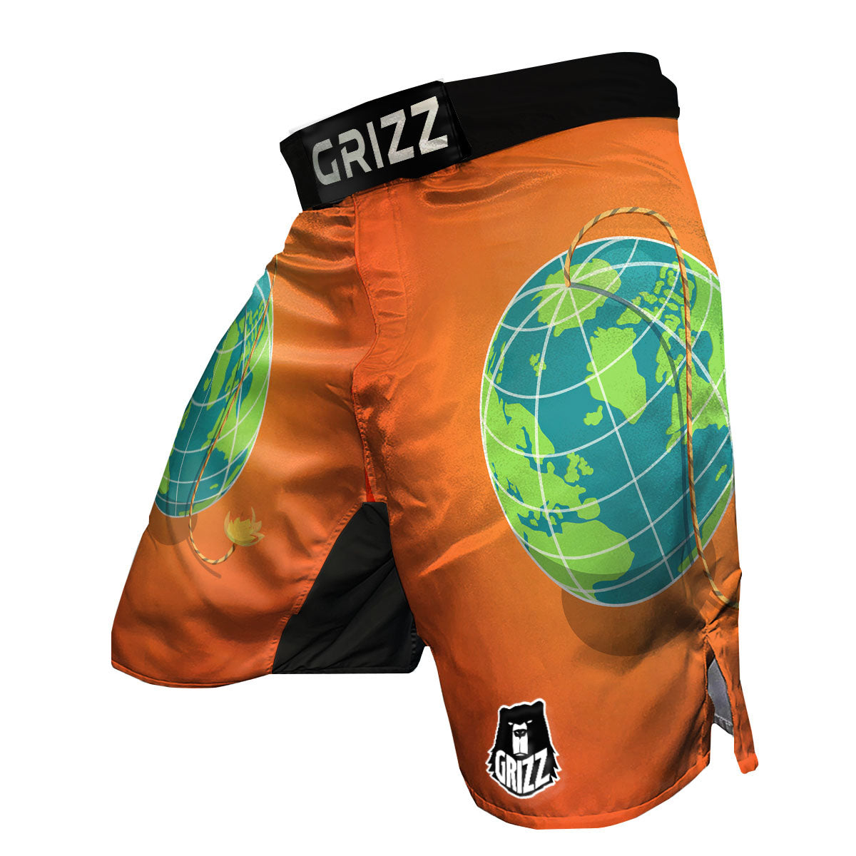 Planet Earth With Burning Fuse Orange Print MMA Shorts-grizzshop