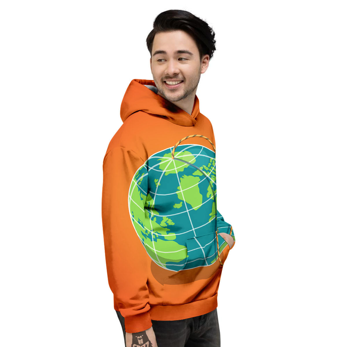 Planet Earth With Burning Fuse Orange Print Men's Hoodie-grizzshop