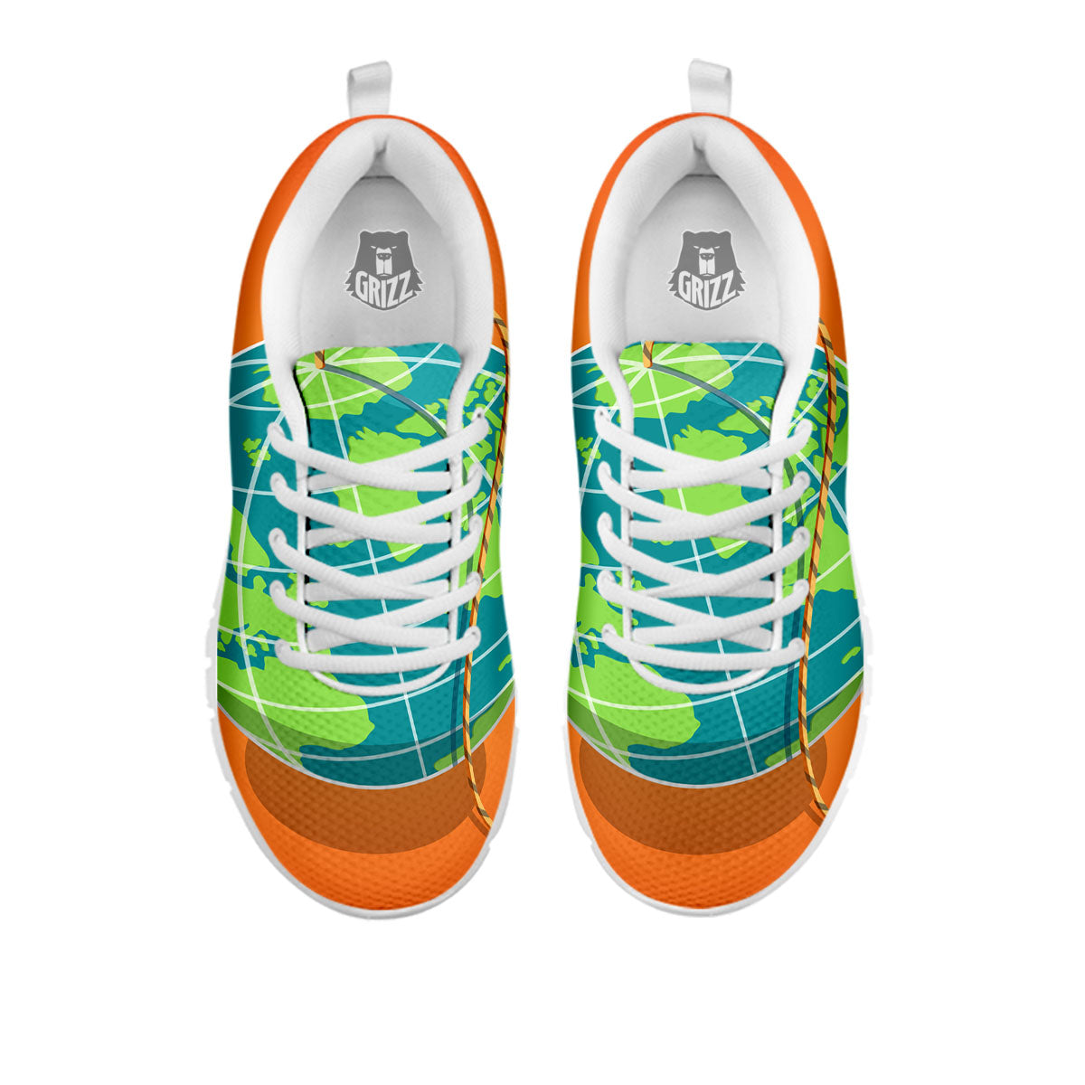 Planet Earth With Burning Fuse Orange Print White Sneaker-grizzshop