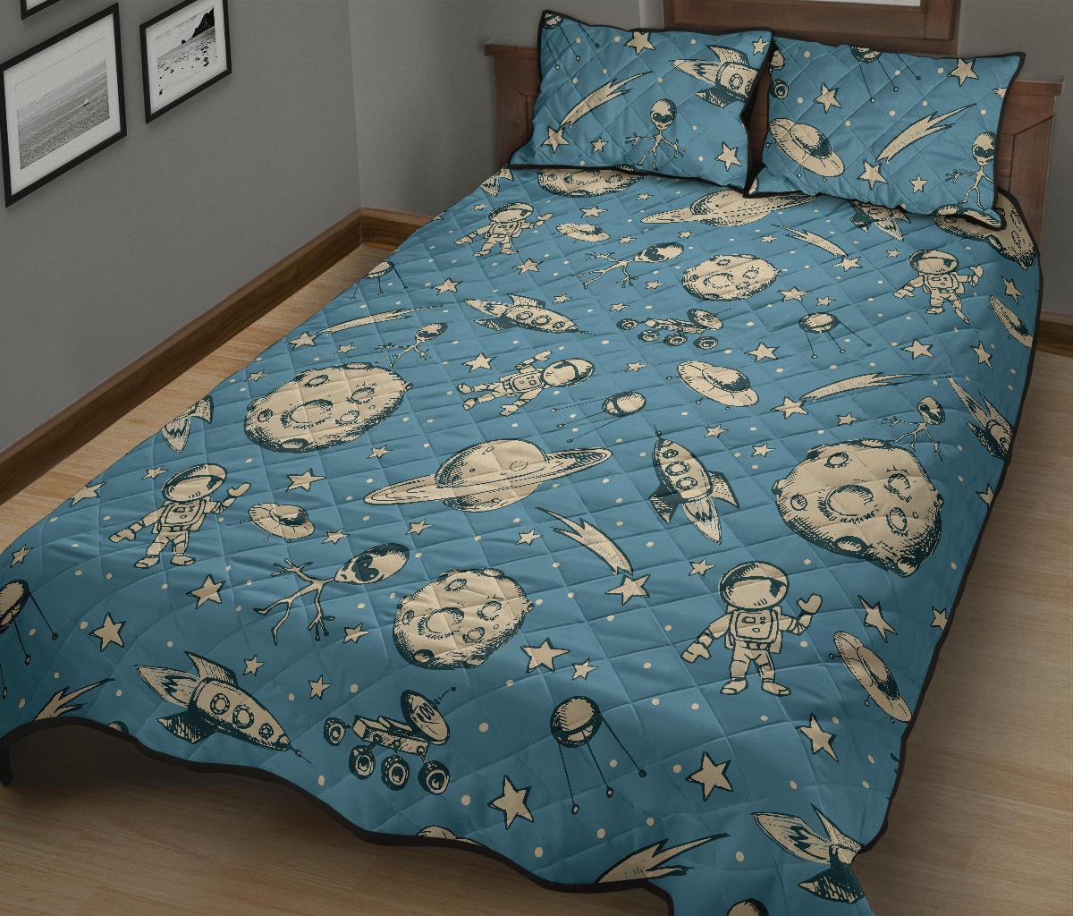Planet Pattern Print Bed Set Quilt-grizzshop