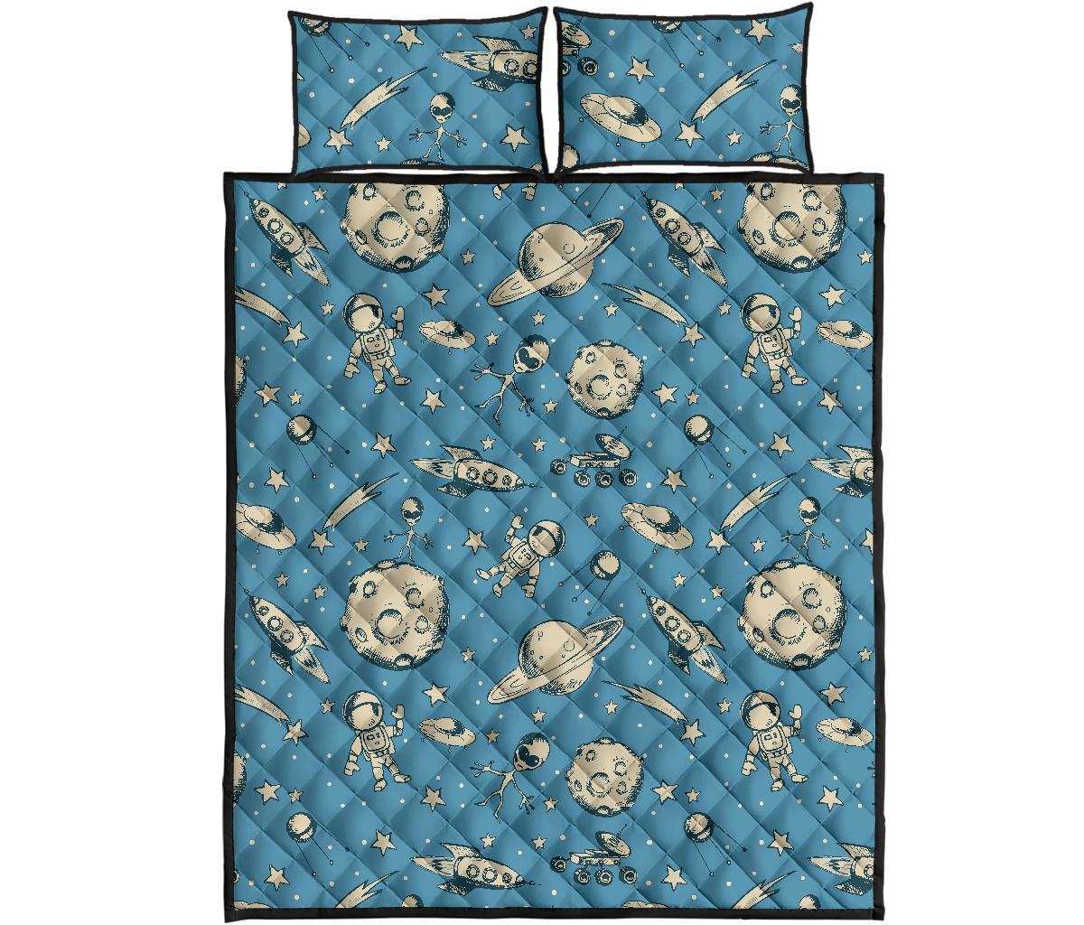 Planet Pattern Print Bed Set Quilt-grizzshop