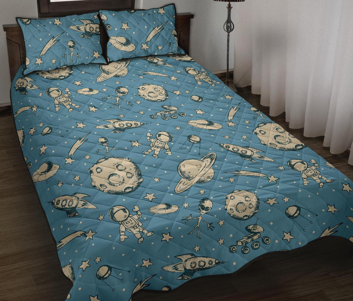 Planet Pattern Print Bed Set Quilt-grizzshop
