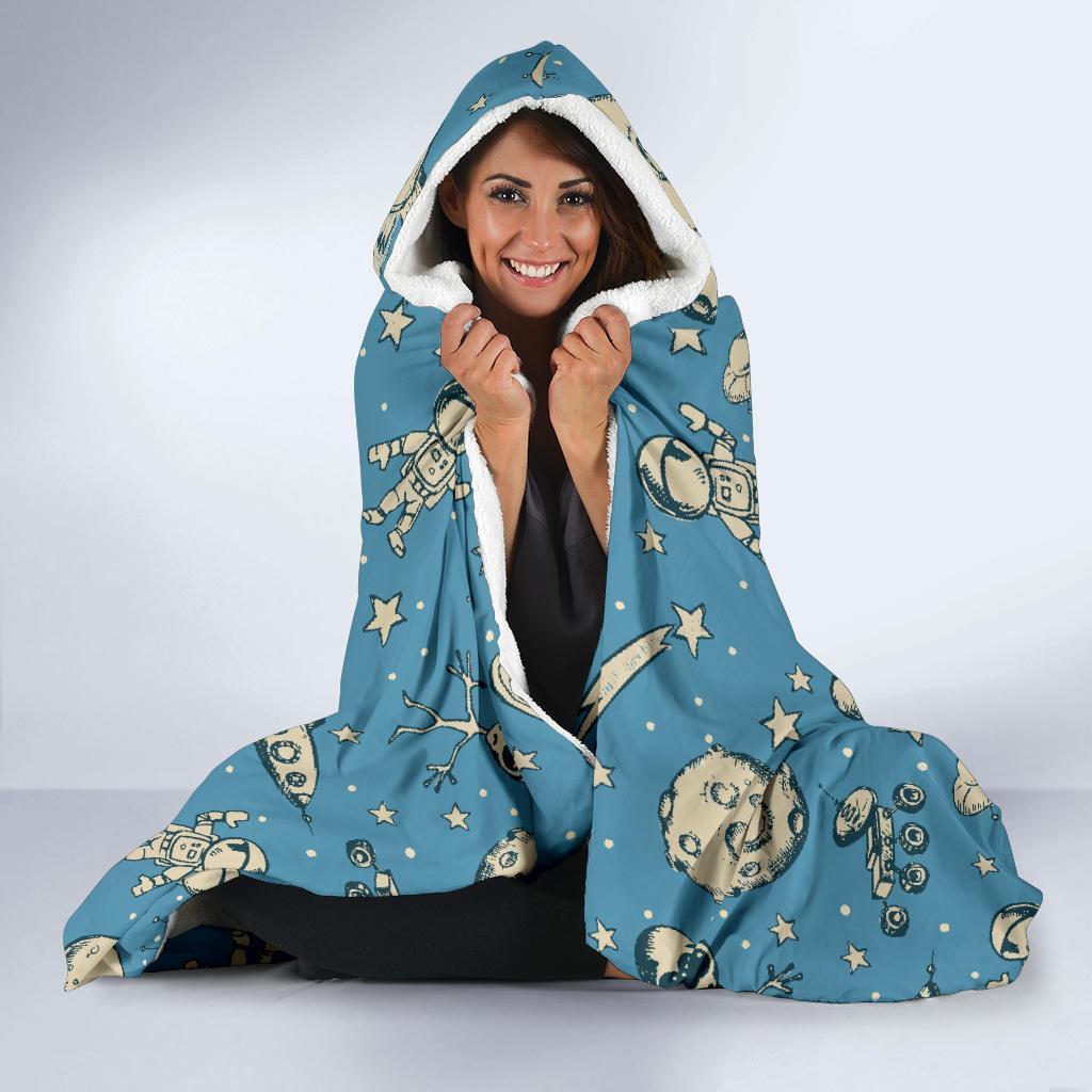 Planet Pattern Print Hooded Blanket-grizzshop