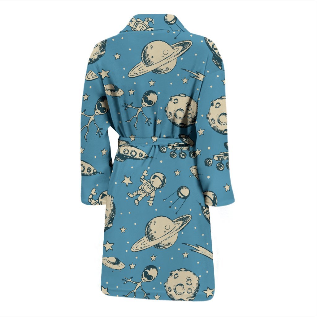 Planet Pattern Print Men Long Robe-grizzshop