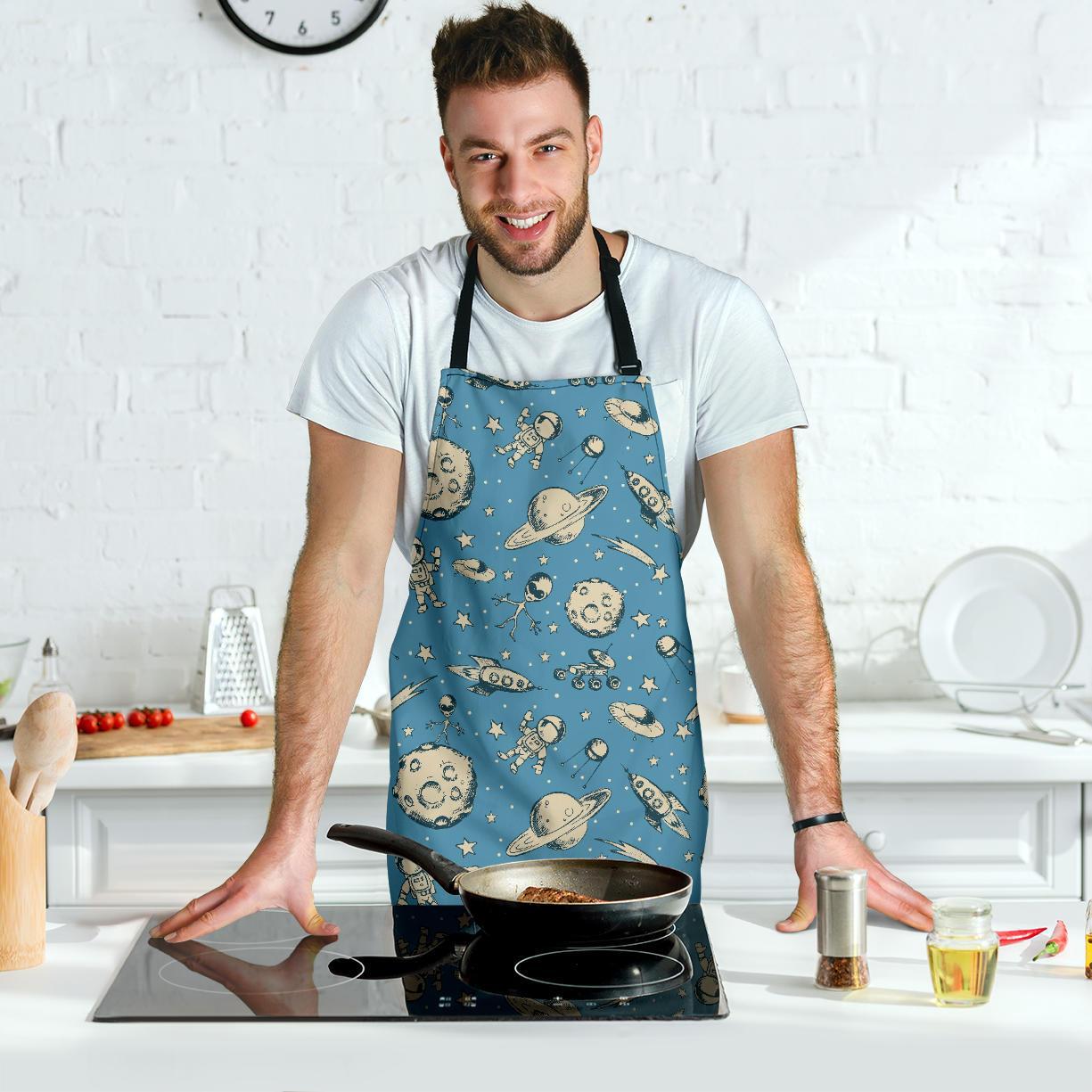 Planet Pattern Print Men's Apron-grizzshop