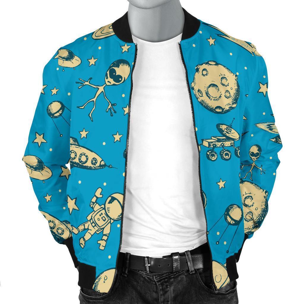 Planet Pattern Print Men's Bomber Jacket-grizzshop