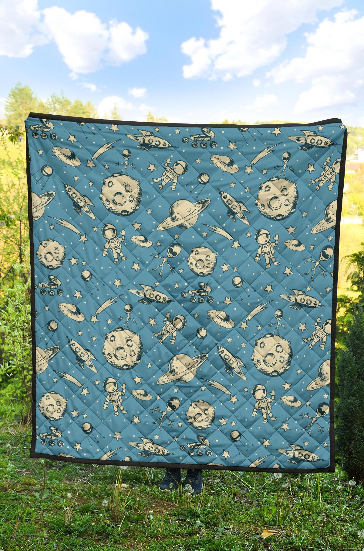 Planet Pattern Print Quilt-grizzshop