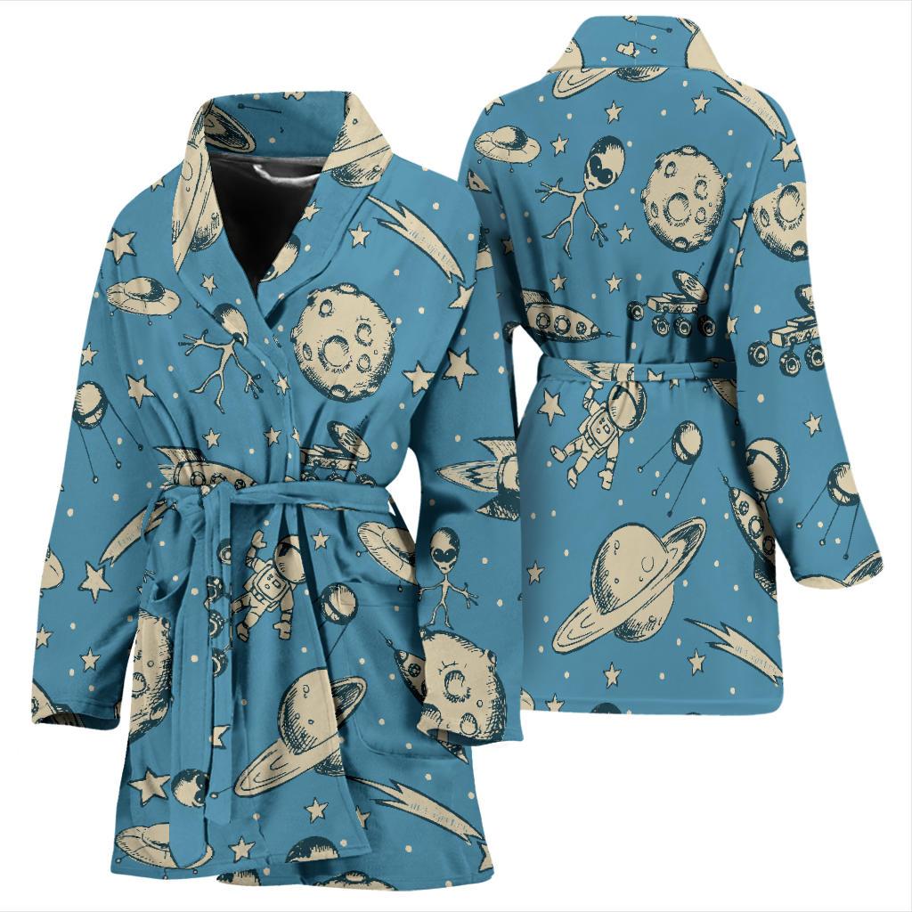 Planet Pattern Print Women Long Robe-grizzshop