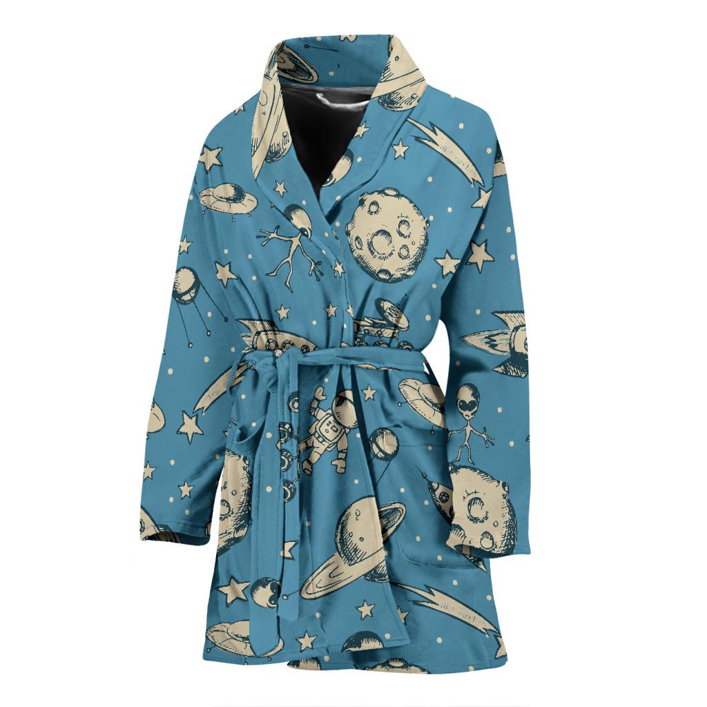 Planet Pattern Print Women Long Robe-grizzshop