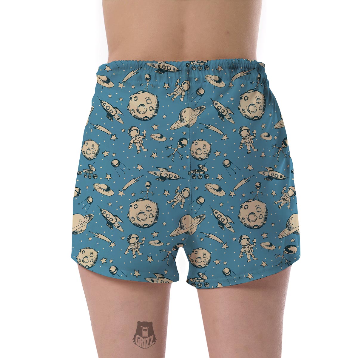 Planet Pattern Print Women's Shorts-grizzshop