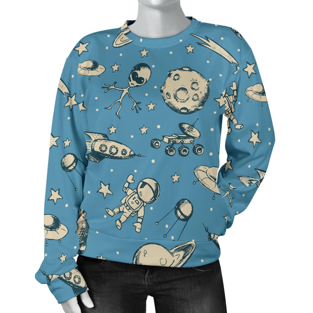 Planet Pattern Print Women's Sweatshirt-grizzshop