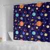 Planet Print Pattern Bathroom Shower Curtain-grizzshop