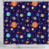 Planet Print Pattern Bathroom Shower Curtain-grizzshop