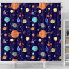 Planet Print Pattern Bathroom Shower Curtain-grizzshop