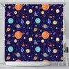 Planet Print Pattern Bathroom Shower Curtain-grizzshop