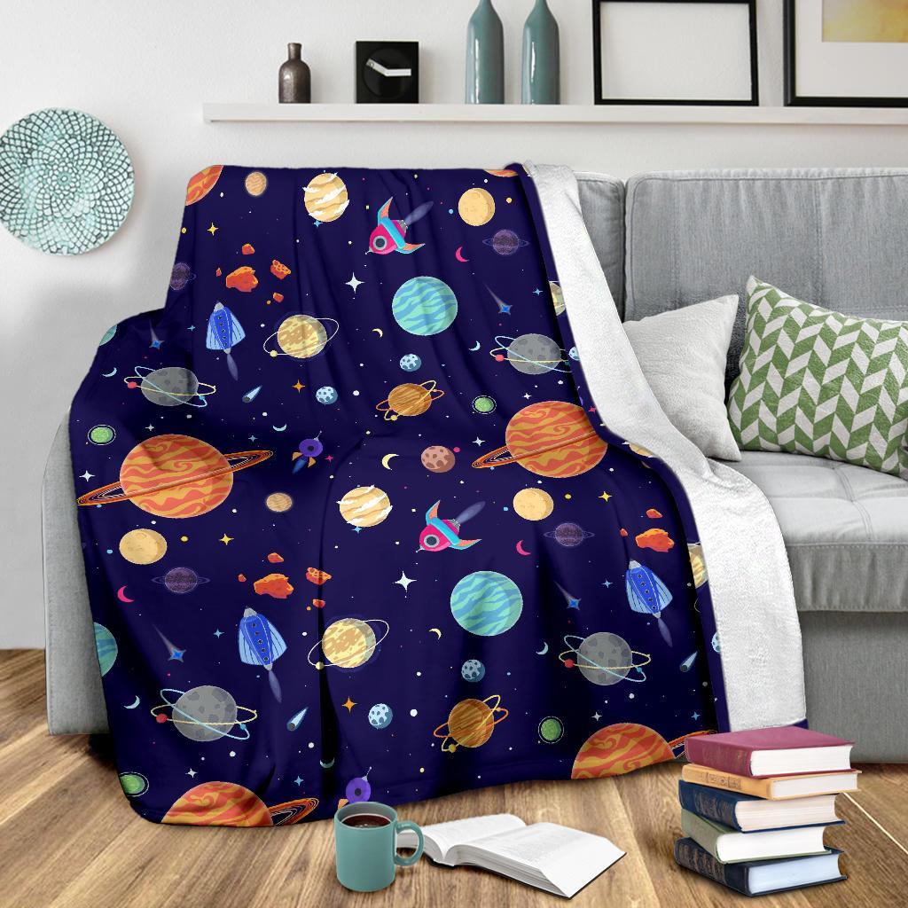 Planet Print Pattern Blanket-grizzshop