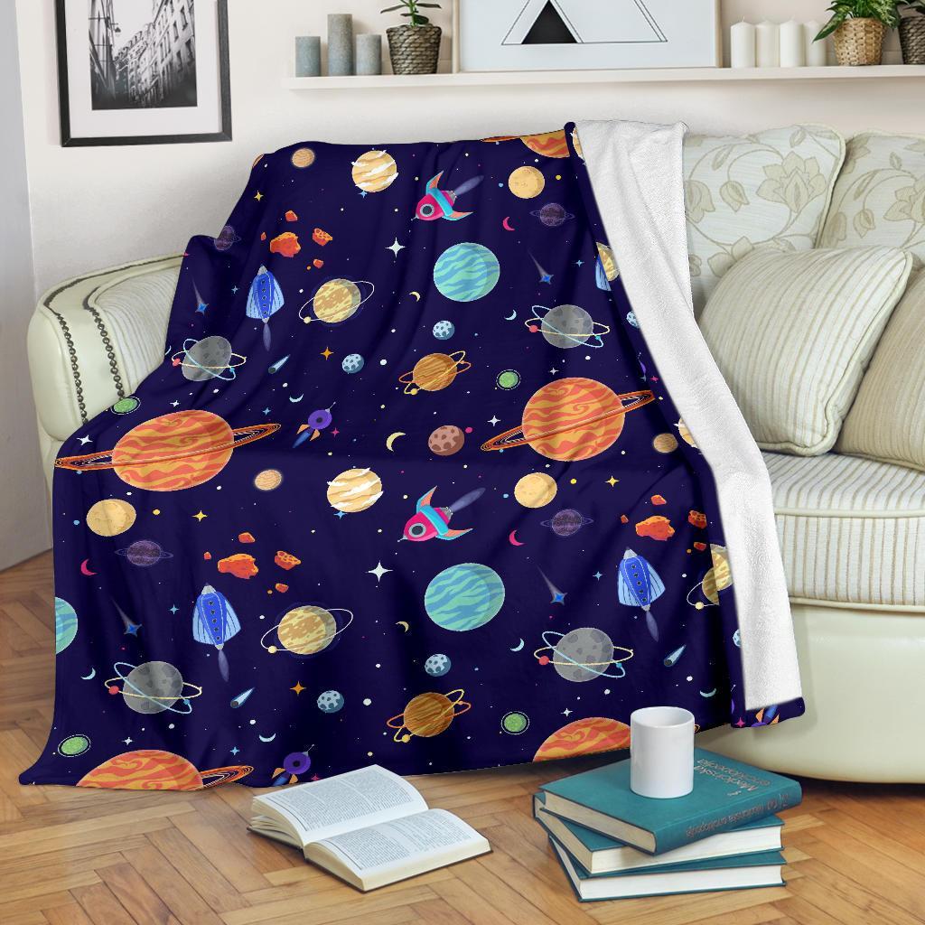 Planet Print Pattern Blanket-grizzshop