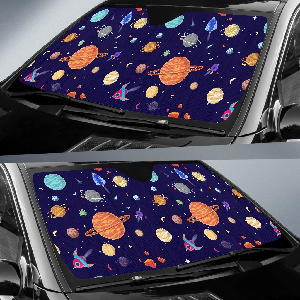 Planet Print Pattern Car Sun Shade-grizzshop