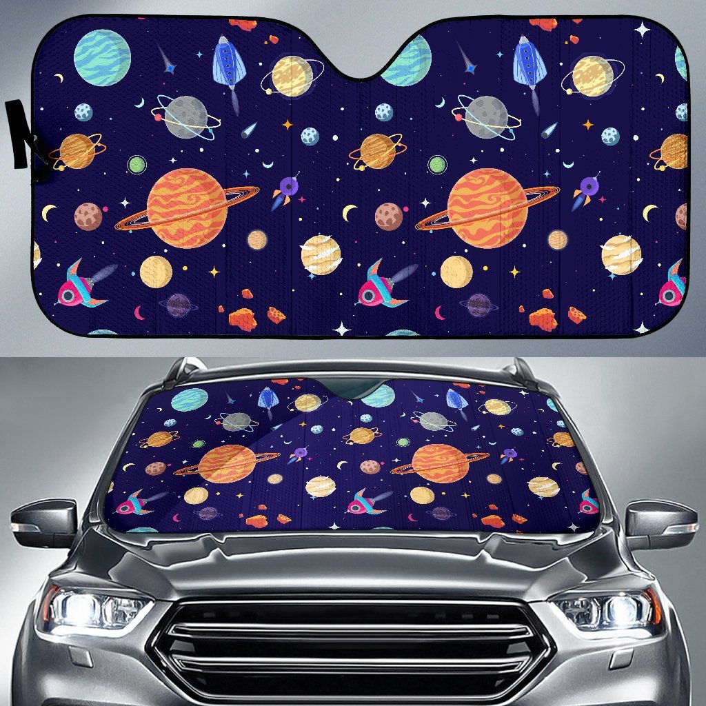 Planet Print Pattern Car Sun Shade-grizzshop