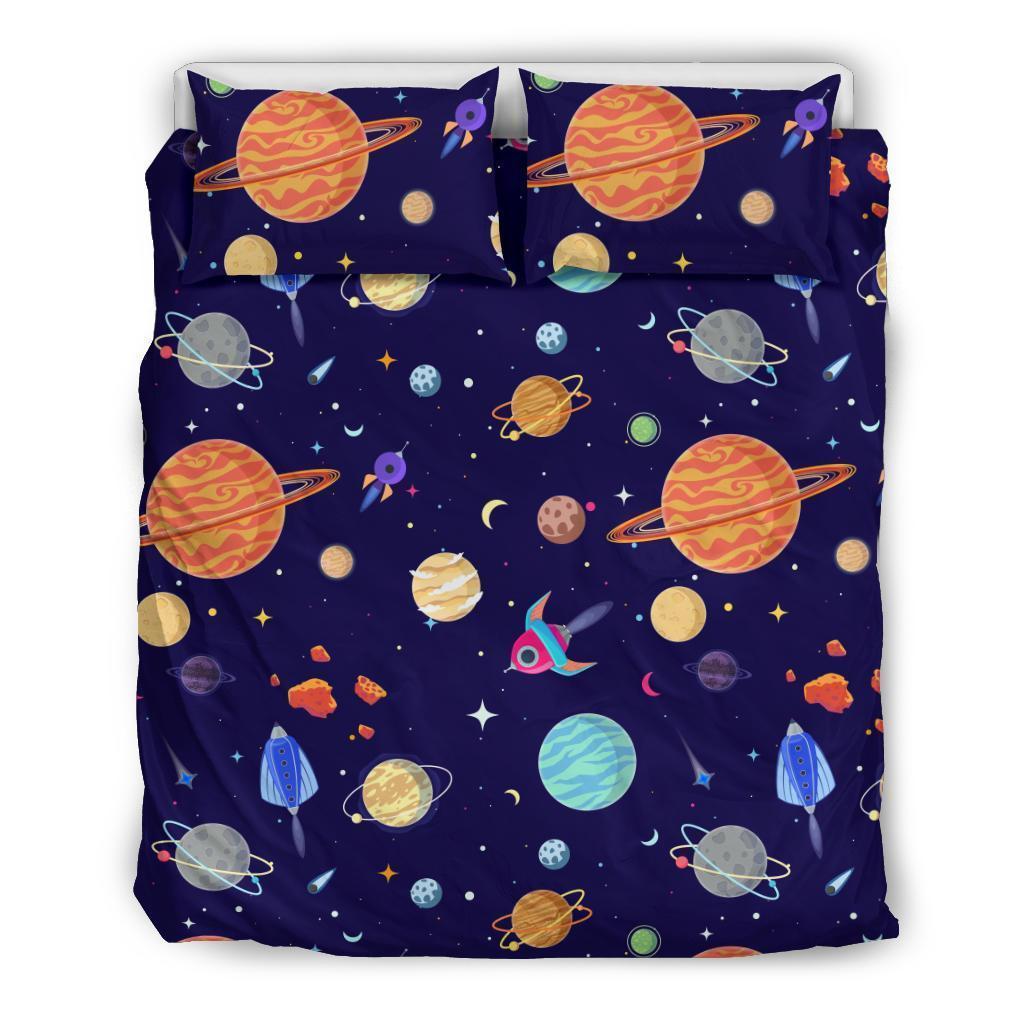 Planet Print Pattern Duvet Cover Bedding Set-grizzshop