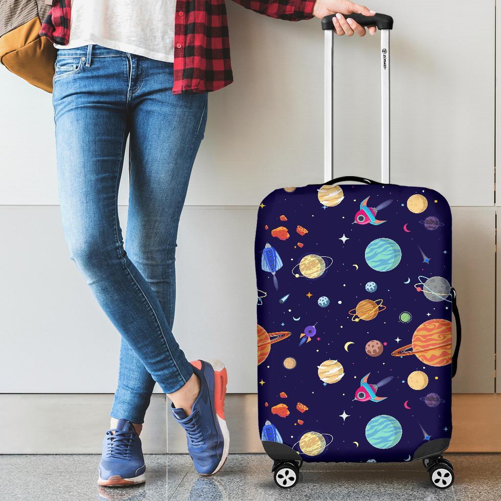 Planet Print Pattern Luggage Cover Protector-grizzshop