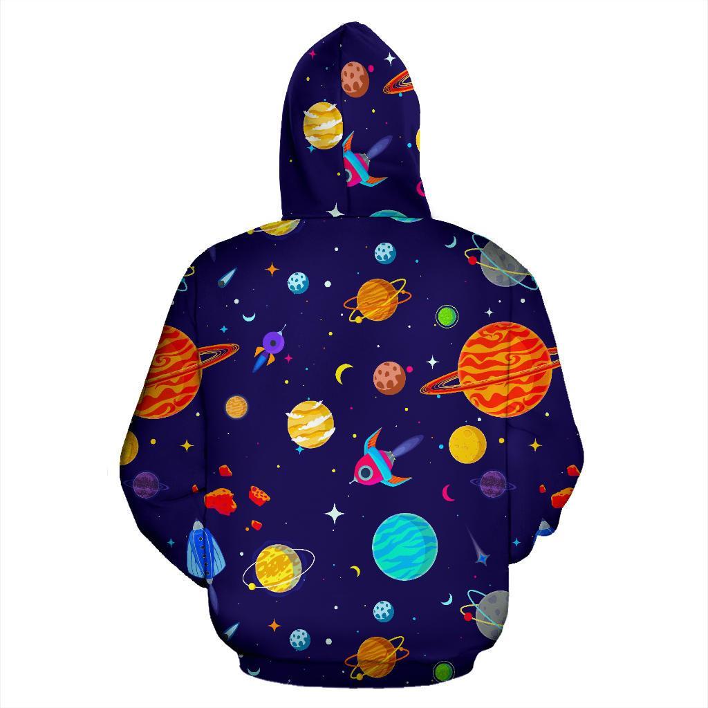 Planet Print Pattern Men Women Pullover Hoodie-grizzshop