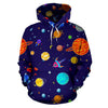 Planet Print Pattern Men Women Pullover Hoodie-grizzshop