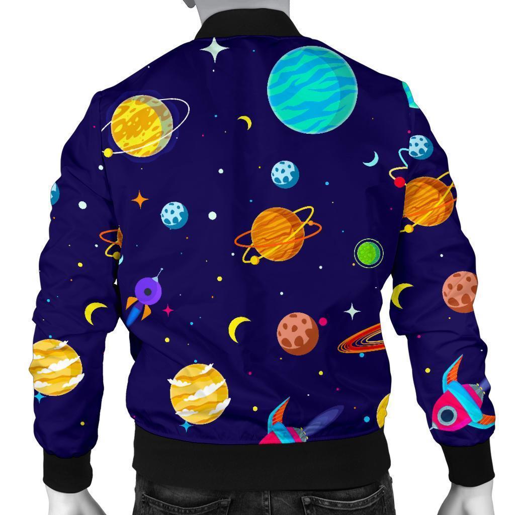 Planet Print Pattern Men's Bomber Jacket-grizzshop