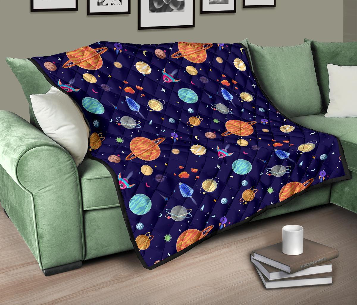 Planet Print Pattern Quilt-grizzshop