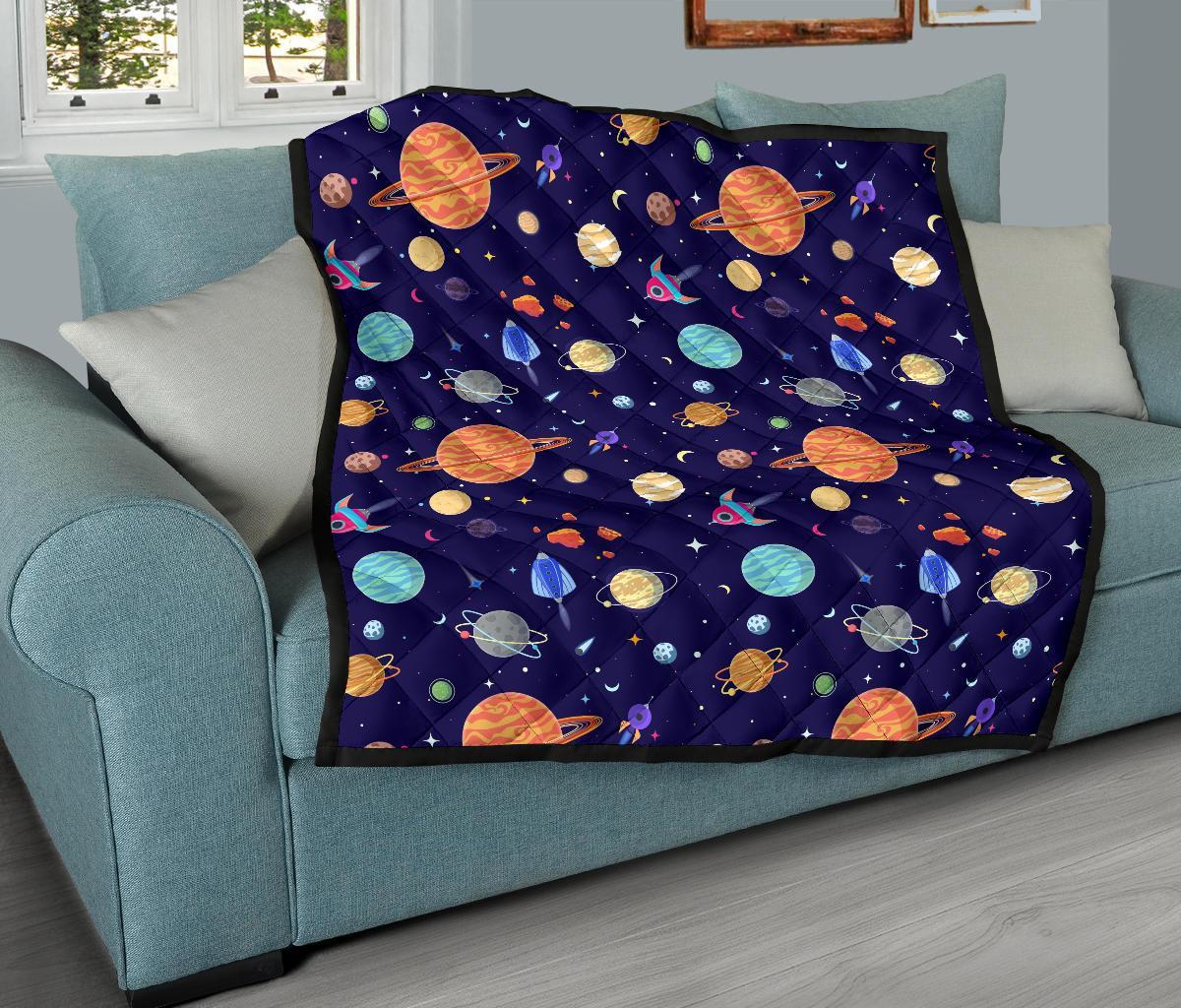 Planet Print Pattern Quilt-grizzshop