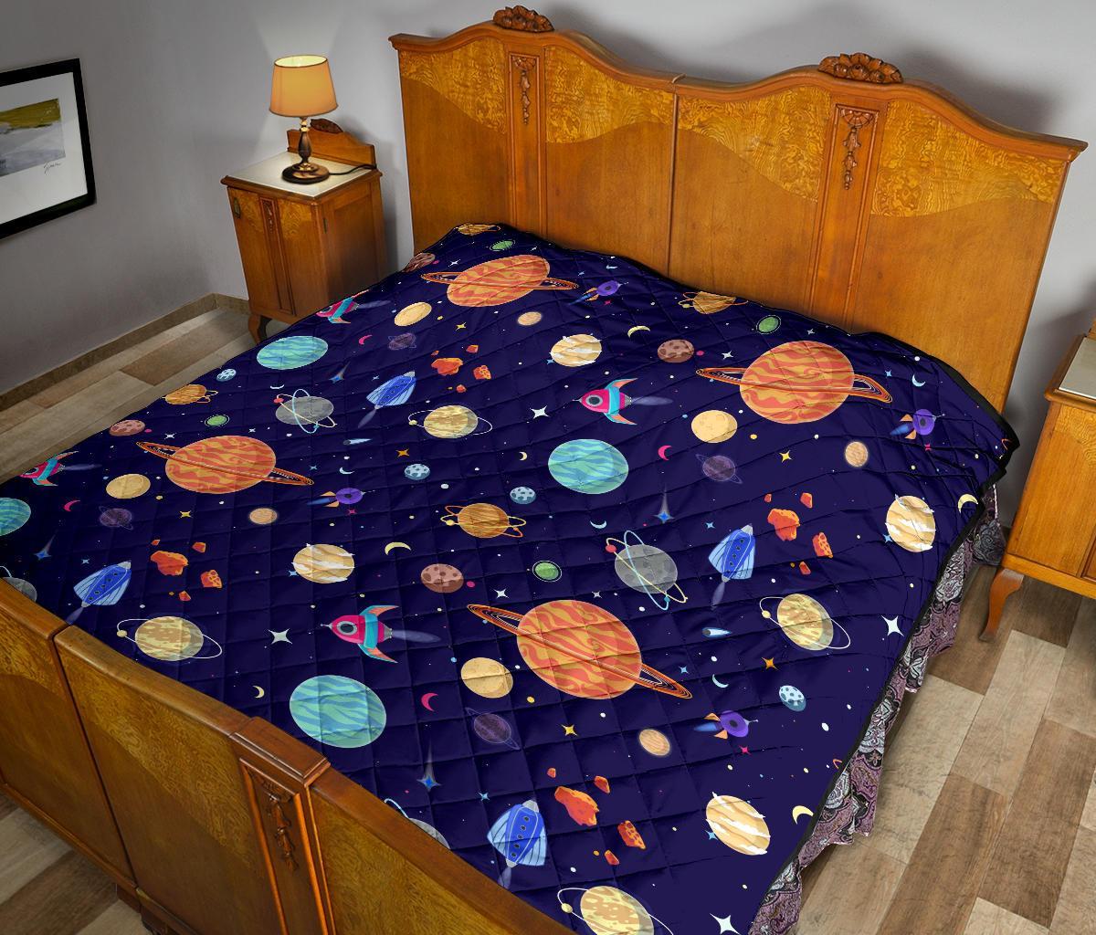 Planet Print Pattern Quilt-grizzshop