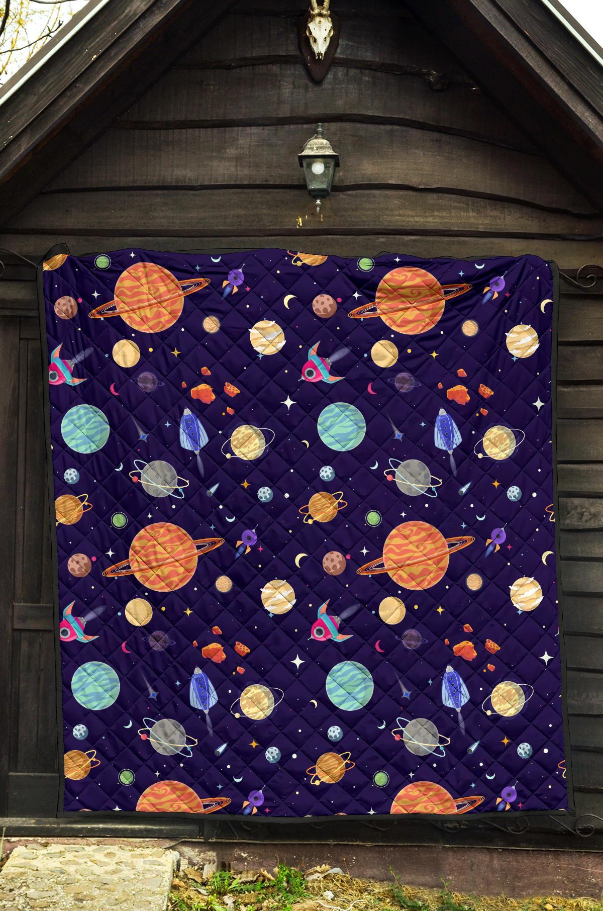 Planet Print Pattern Quilt-grizzshop