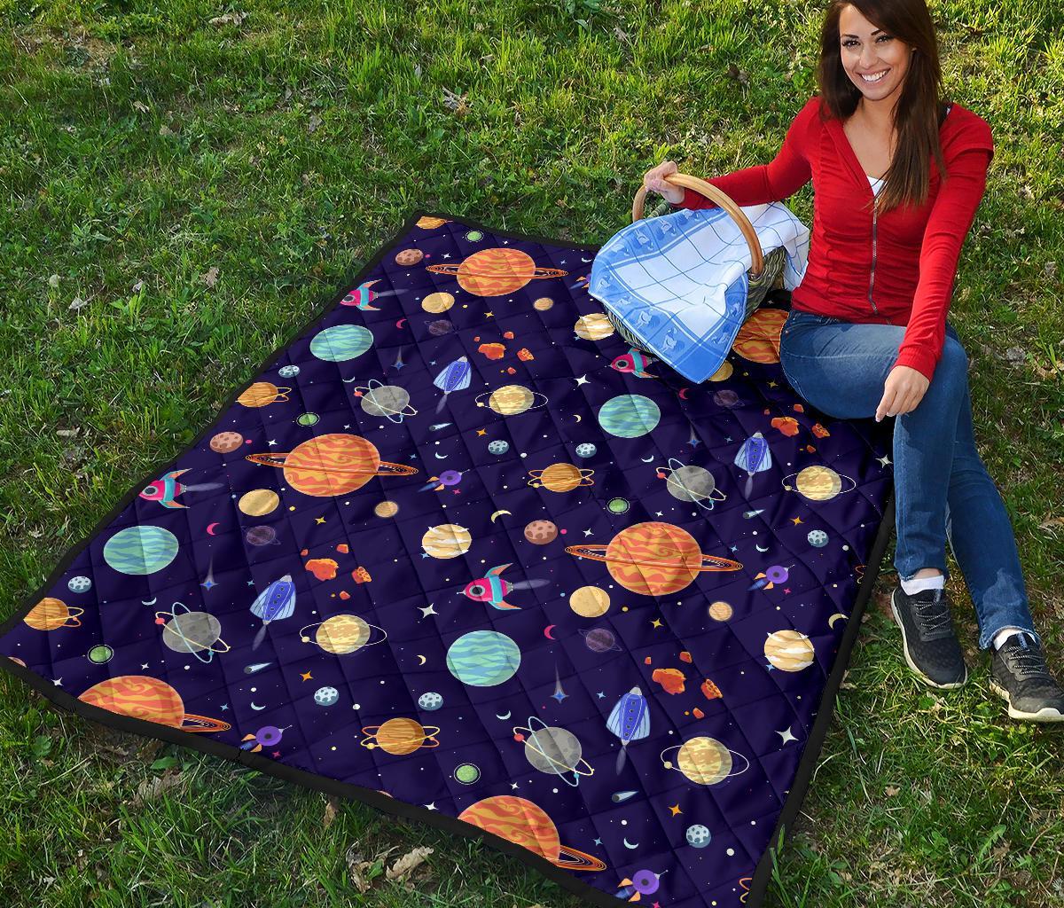 Planet Print Pattern Quilt-grizzshop