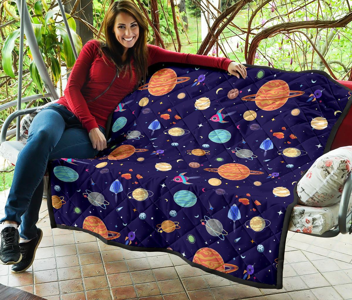 Planet Print Pattern Quilt-grizzshop