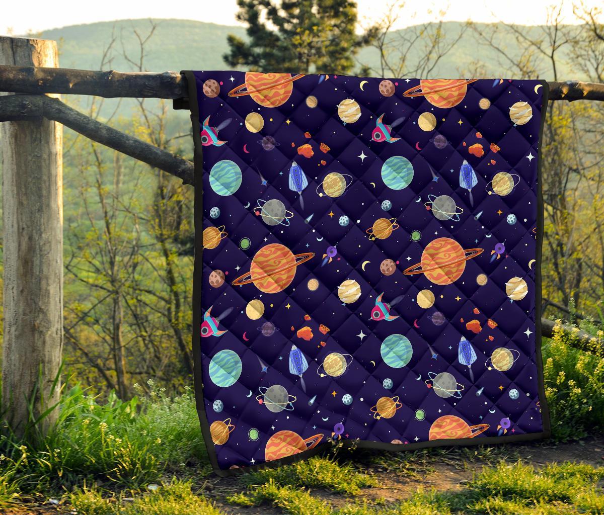 Planet Print Pattern Quilt-grizzshop