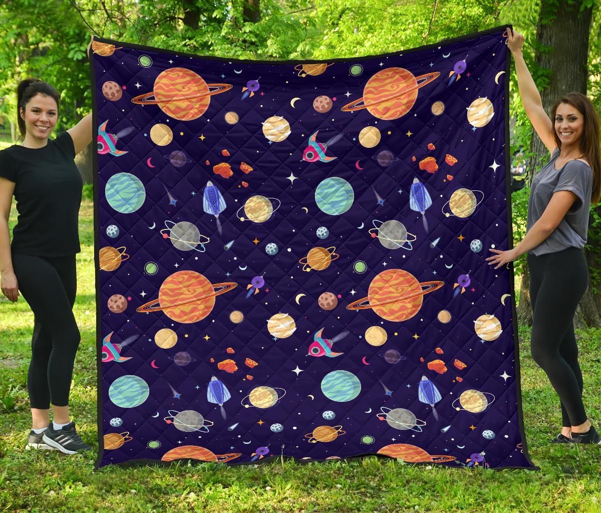 Planet Print Pattern Quilt-grizzshop