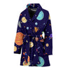 Planet Print Pattern Women Long Robe-grizzshop