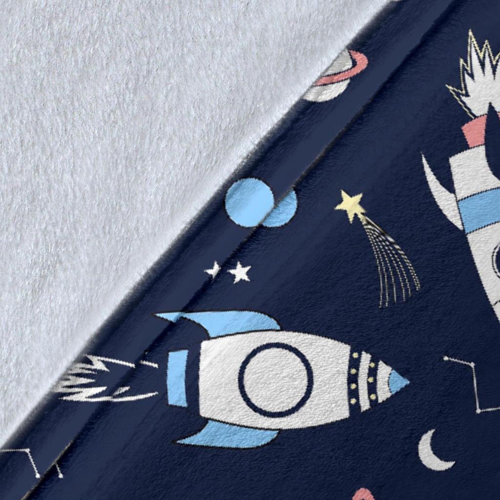 Planet Spaceship Pattern Print Blanket-grizzshop