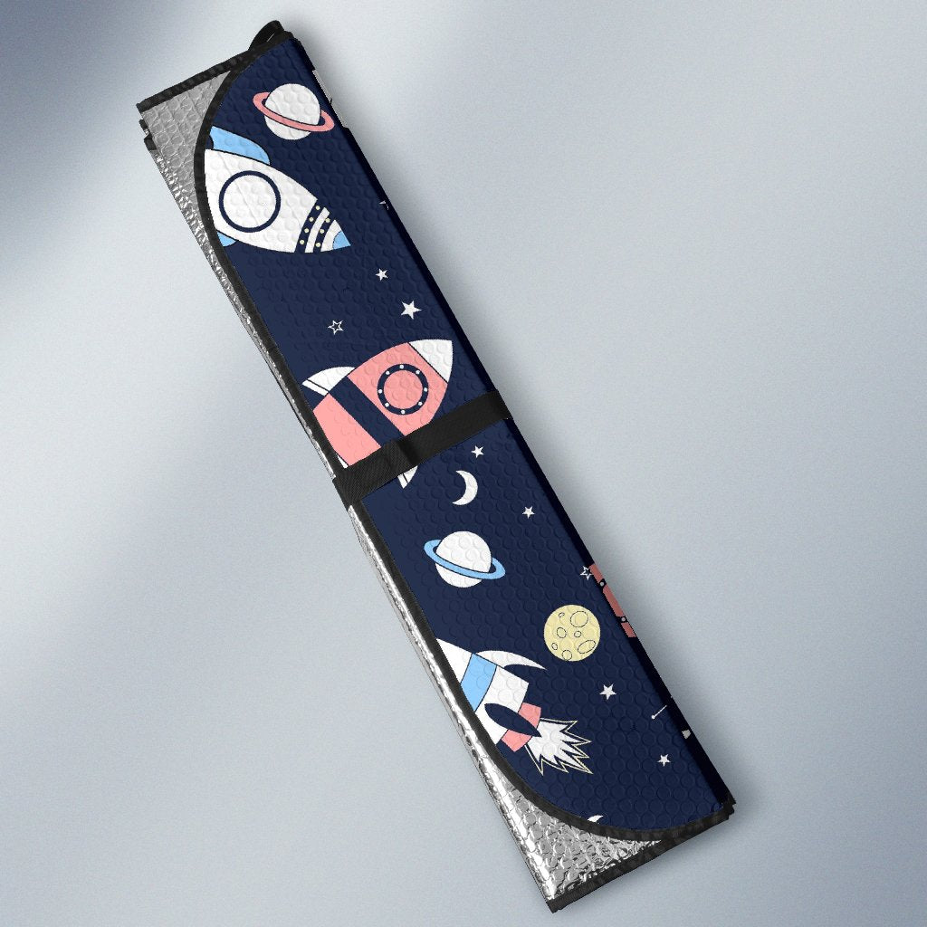 Planet Spaceship Pattern Print Car Sun Shade-grizzshop