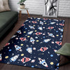 Planet Spaceship Pattern Print Floor Mat-grizzshop